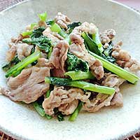 豚肉と小松菜のにんにく炒め
